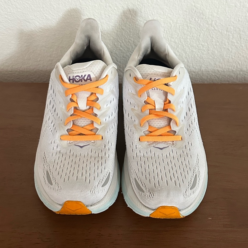 HOKA White and Orange Running Shoes